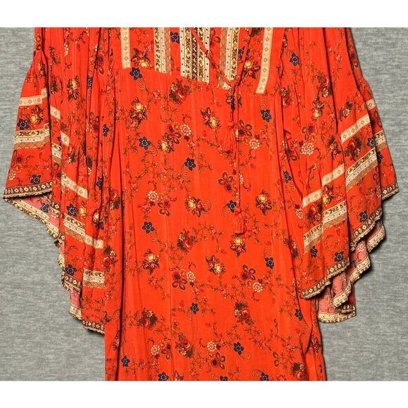 Olivaceous Boho Floral Dress Bell Sleeve Size Small Hippie Chic Lagenlook Casual - Picture 3 of 4